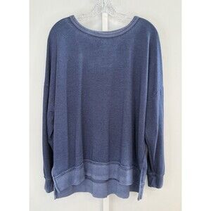 Buffalo David Bitton Blue Faded Pullover Sweatshirt XL Relaxed Fit Layered Hem